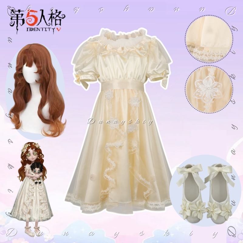 Embroidery Yellow Dress - Fantasia Cosplay Identity V Menina Oedipus: