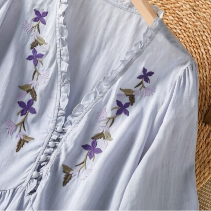 Camisa Elegante de Algodão e L - Embroidery Cotton Shirt avaliação e preço